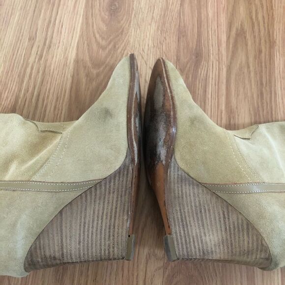 IRO Vero Cuoio Tan Suede Wedge Boots Booties Made In Italy - Picture 9 of 13